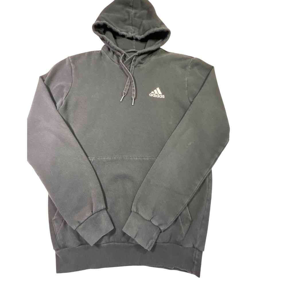 Adidas Mens Pullover Hoodie Black Embroidered Logo KangarooPocket Sweatshirt s/m